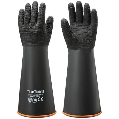 ThxToms Heavy Duty Rubber Gloves, 14" Upgraded with Non-Slip Design - color: 18"
