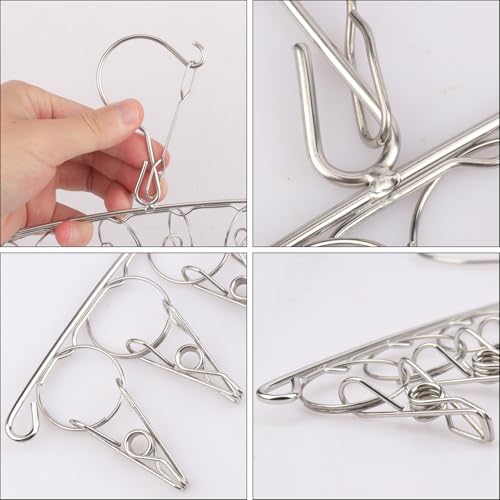 16 Pack 14 inch Stainless Steel Drying Rack with 10 Clips, Sock Drying Rack with Windproof Clips, Stainless Steel Clothes Hanger for Bras, Clothes, Sock & Underwear Towels - size: 16 Pack