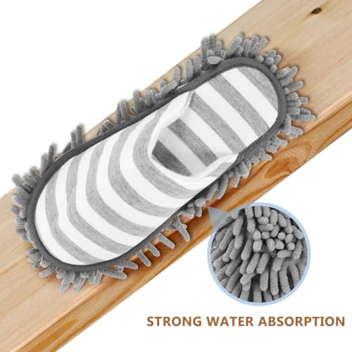 Mop Slippers Washable Cleaning Slipper Cover Reusable Indoor Cleaning Slippers for Floor Cleaning Home Kitchen Bathroom Office 1 Pair