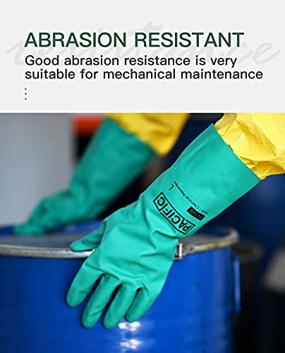 PACIFIC PPE 15 Mil Nitrile Chemical Resistant Gloves, Latex-Free, 2 Pairs - color: Green/12.6", size: XX-Large (Pack of 2)