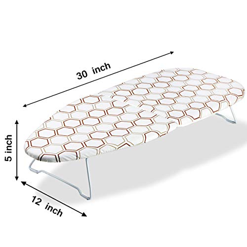SheeChung Small Ironing Board 30"Lx12"W,Tabletop Iron Board with Mesh Metal - style: Hexagon-30X12