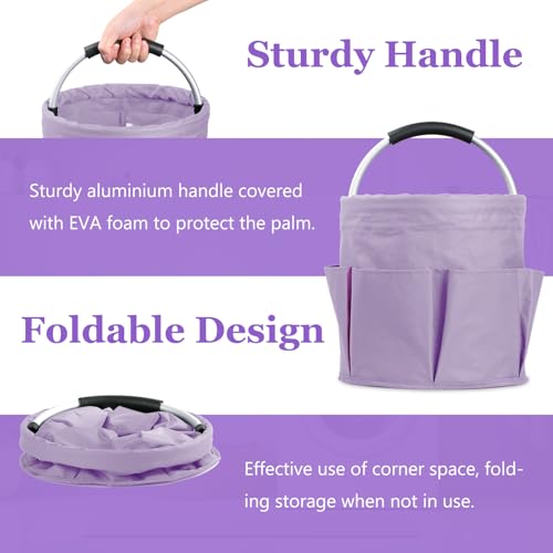 2Pcs 17L Collapsible Cleaning Supplies Caddy with Handle for Travel, Purple - color: Purple, size: 2PCS