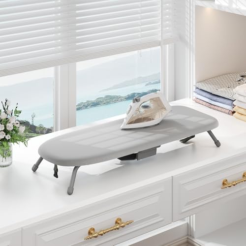 APEXCHASER Small Ironing Board with Iron Holder Without Iron Rest, Grey - color: Gray