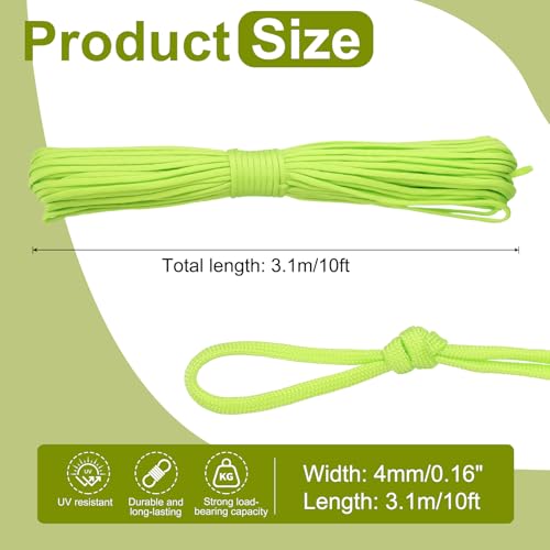 uxcell 4mm Nylon Rope, 10ft Portable Clothesline for Luggage and Backpack Tie Downs, Hanging Clothes, Swings, Camping and Mountaineering Tie Downs, Fluorescent Green - color: Fluorescent Green