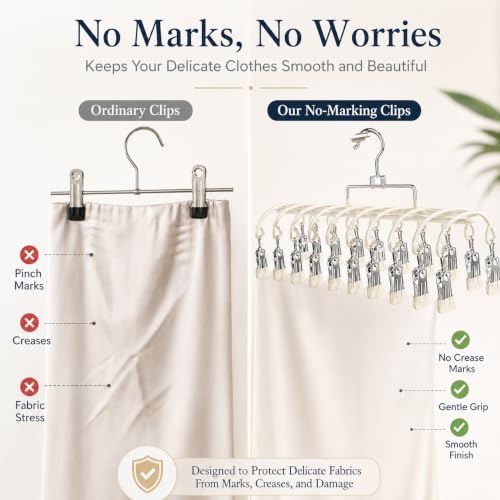 20 Clips Laundry Hanger with Strong Grip Clothespins, Space Saving Sock Drying Rack for Underwear Baby Clothes Towels, Hanging Laundry Organizer for Indoor Outdoor Use（White） - color: White