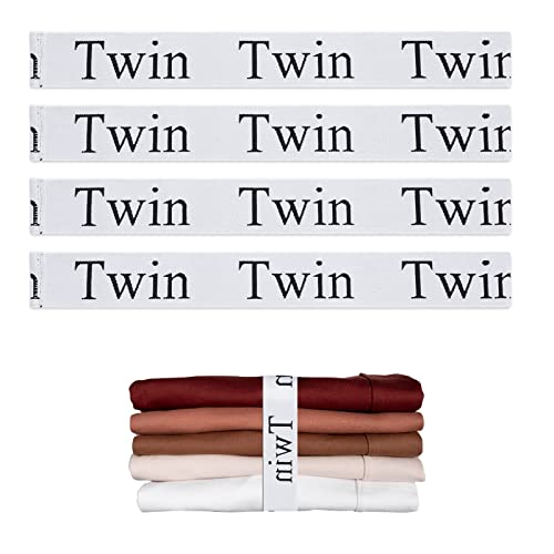 4PCS Bed Sheet Organizer Bands, Storage Labels and Sheet Keepers for Linen Closet - Elastic Bedding Straps for Foldable Bed Sheet, Pillow Case, Duvet (Twin) - color: Twin