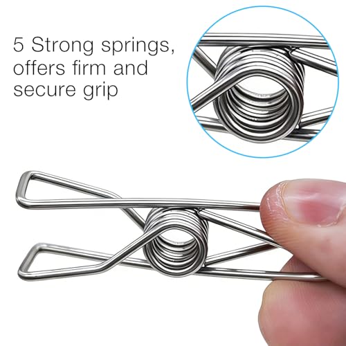 50 Pack Wire Clothes Pins, Stainless Steel Clothespins Metal Clothes Pegs Laundry Pins Heavy Duty for Outdoor Home Kitchen Travel Office - color: Silver-a