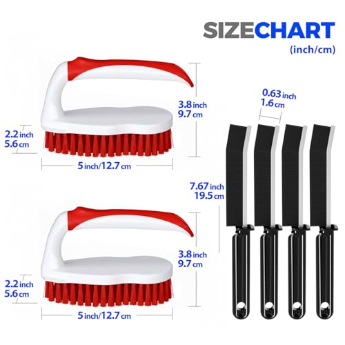Holikme 6 Pack Cleaning Brush Scrub Brush Kitchen Brush for Floor,Red - color: Red