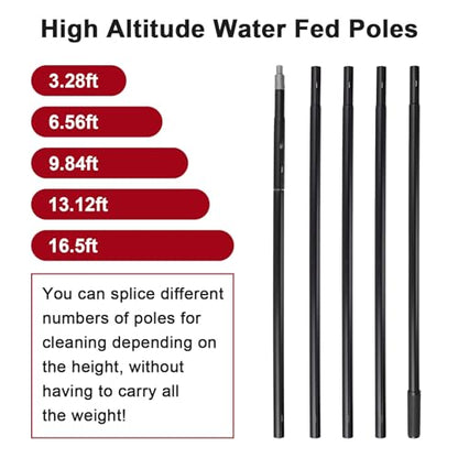 16.5ft/5m Water Fed Pole Kit, Solar Panel Cleaning & Squeegee Kit, Aluminum Extendable Pole, 22in Wide Brush, Bendable Dusting Brush, Outdoor Window Washing Equipment Tool - color: 16.5ft, size: Large