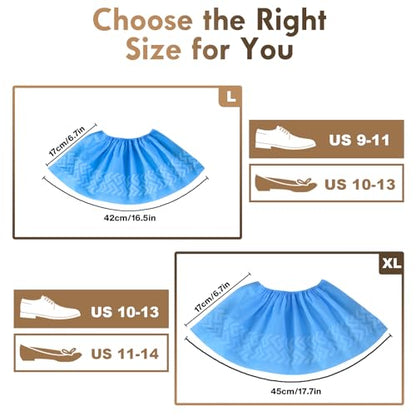 Shoe Covers Disposable Non Slip - 200 Pack Shoe Boot Covers, Durable Shoe Booties for Shoe Covers, Breathable Shoe & Boot Covers,Shoe Covers Suits 11 US Men and 12 US Women - size: Blue Set of 200(L)