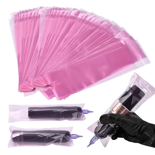 200pcs Tattoo Machine Covers Large Self Sealing Tattoo Pen Covers 2.5x8.6inch Disposable Cartridge Tattoo Machine Sleeves Bags Tattoo Supplies (Pink, 200pcs Bags) - color: Pink, size: 200pcs Bags