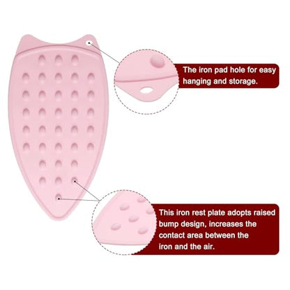 HARFINGTON Silicone Iron Rest Pad, Multipurpose Iron Hot Resistant Mat Iron Rest Plate for Ironing Board Hot Heat Resistant Steam Compact Mat, Pale Pink - color: Pale Pink