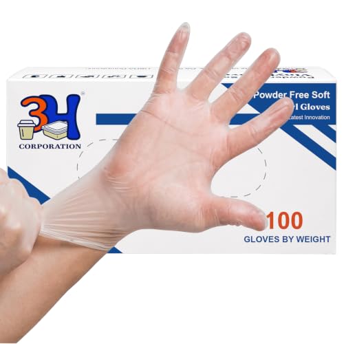 Vinyl Disposable Gloves, Latex Free, Powder Free, Food Safe for Meal Prep, Cooking, Cleaning, Hair Dye - color: Clear, size: 100 - Medium