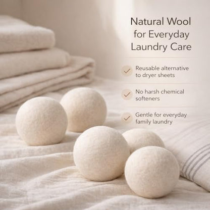 Wool Dryer Balls 18 Pack, 100% New Zealand Wool, Reusable Dryer Balls for Laundry, Natural Fabric Softener, Helps Reduce Drying Time, Wrinkles & Static Cling, 2.6 Inch - size: New Packaging 2.6 Inch (Pack of 18)