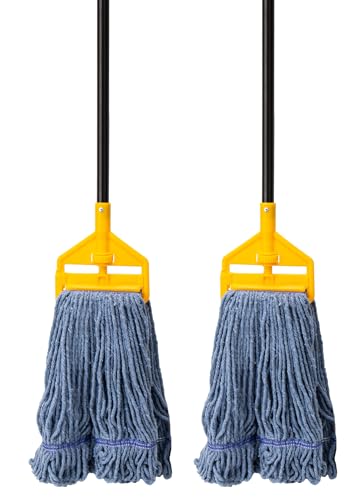 KeFanta 2 Pack Commercial Mop Heavy Duty Industrial Mops,60" Long Handle - size: 2 pack commercial mop-blue