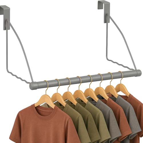 HOLDN’ STORAGE Over The Door Hanger - Door Rack Hangers for Clothes - Space Saving Designed for Bedroom & Bathroom - Ideal for Clothes & Towels - Drying Rack, Gray - color: Gray