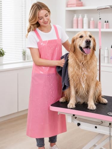 Molaxhome TPU Waterproof Apron Lightweight Oil-resistant Chef Apron - color: Pink