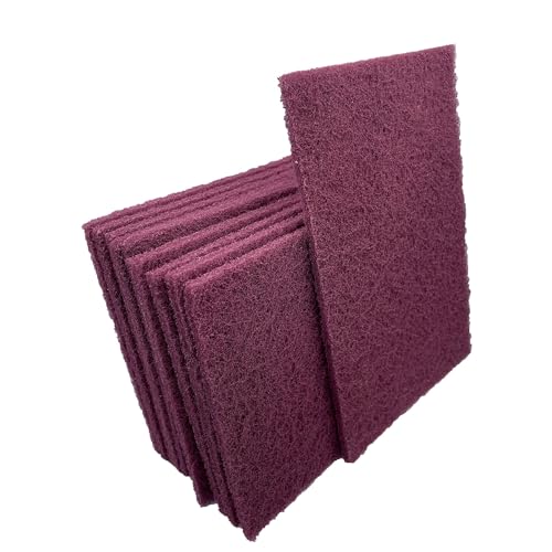 VSM 10-Pack: 6" x 9", Maroon - Very FIne, Non-Woven Hand Pad, Aluminum Oxide Grains, Rust and Oxidation Resistant, Multipurpose Abrasive Scrub Pad for Finishing and Cleaning