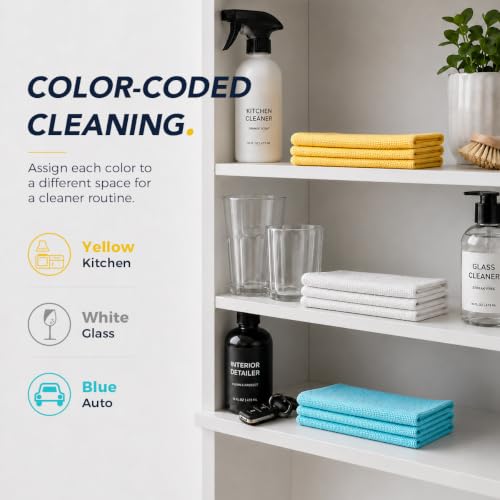 UNIMADE Microfiber Cleaning Cloth, 150 Pack Microfiber Towels for Cars - color: Blue & Yellow & White