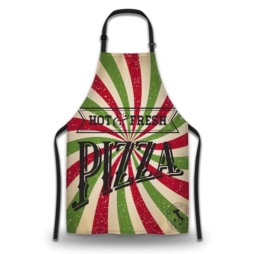 Kitchen Apron for Men Pizza Poster Pinafore Aprons for Women for Cooking Restaurant BBQ Painting Crafting Gardening 27” (W) x 31” (H), Waterproof Aprons - color: Pizza Poster