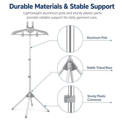 Foldable Garment Steamer Hanger Stand Kit, Adjustable Clothes Steaming Rack