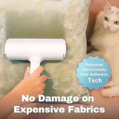 Reusable Pet Hair Remover Roller – Dog & Cat Fur Lint Cleaner for Sofa, Carpet, Bed & Car Seats – No Adhesive Required (White/Green) - color: White/Green