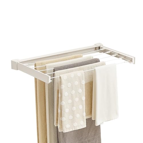 JOOM Wall Mounted Clothes Drying Rack, 27.5 Inch Foldable Rack, White - size: 27.5in