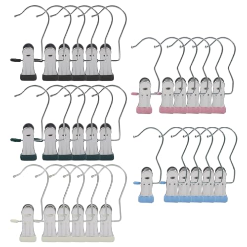 30 Pack Heavy Duty Laundry Hooks, Black, Yellow, Pink, Green, Blue - color: Black,yellow,pink,green,blue