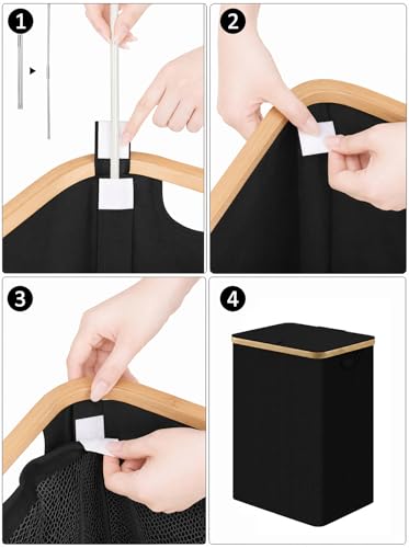 IEGrow Laundry Hamper with Lid,85L Laundry Basket with Mesh Bags,Black - color: Black, size: 85L