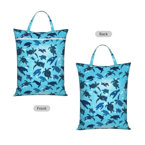 Summer Sea Turtle Ocean Travel Laundry Bags Cloth Diaper Wet Bags Handle Washable Dirty Clothes Bags Wet Dry Bag Suitcase Gym Swimming Pool College Dorm Wet Bag - color: 1 PC14, size: One Size