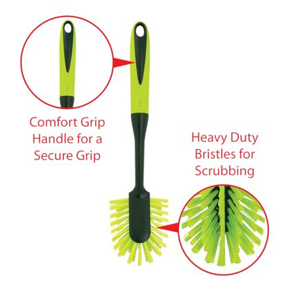 Pine-Sol Scrub Brush Set - Long Handle Cleaning Brushes with Heavy Duty Bristles and Comfort Grip - Scrubbers for Kitchen, Household, and Dishwashing, 2 Piece Set (Pack of 12) - size: 2 Piece Set (Pack of 12)