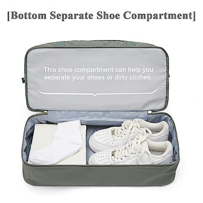 Large Travel Duffle Bag Carry on Weekend Bag with Shoes Compartment Gym Bags for Travel Women Men Waterproof Business Work Overnight Trips Sport Hospital Airplane Travel Essentials Green - color: A20-Green