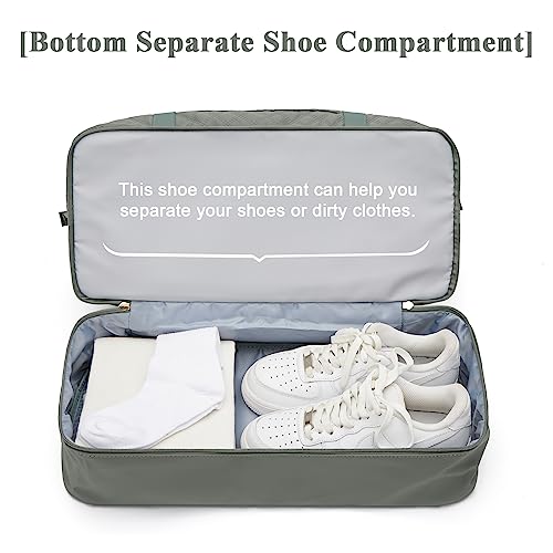 Large Travel Duffle Bag Carry on Weekend Bag with Shoes Compartment Gym Bags for Travel Women Men Waterproof Business Work Overnight Trips Sport Hospital Airplane Travel Essentials Green - color: A20-Green