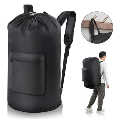 OTraki Laundry Bag Backpack, Portable Travel Dorm Laundry Bag with Adjustable Shoulder Straps, Large Heavy Duty Dirty Clothes Laundry Backpack for College Dorm,Drying Do Not Exceed 176℉ Black - size: 16 x 32 Inch