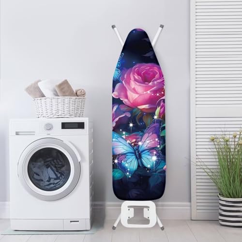 Butterfly Rose Ironing Board Cover Universal Stretchy Stain Reisstant Cover for Ironing Board with Adjustable Straps Ironing Board Accessories - color: Butterfly Rose 1