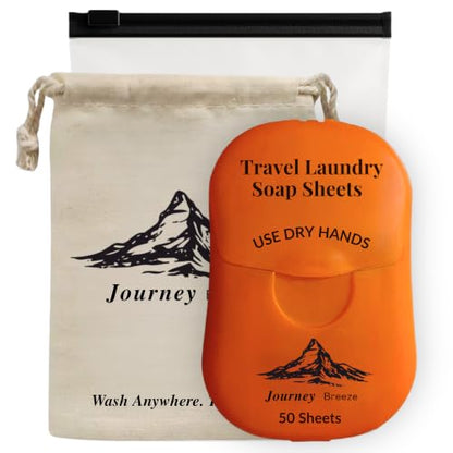 Travel Laundry Detergent Sheets 50 Pack – Compact Travel Detergent for Sink Washing, Lightweight Laundry Detergent Strips for Clothes on Trips, Hotels & Cruises - style: Pocket Sheets (50) + Canvas Bag