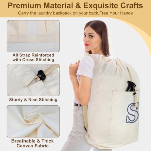 Laundry Bag Backpack Personalized Initial Canvas Laundry Bag, Letter S - color: Letter S, size: X-Large
