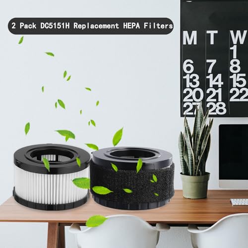2 Pcs DC5151H HEPA Filter Compatible with DEWALT Wet Dry Vacuum - size: 2 Pack + 4 Foam Filters