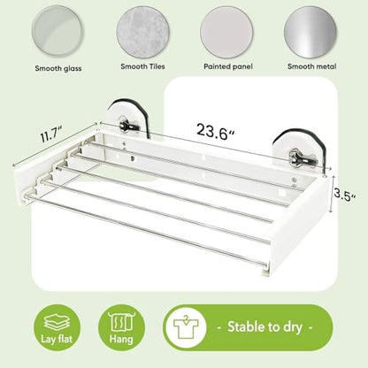 Drill-Free Foldable Wall Mounted Clothes Drying Rack for Laundry, 25 Inches