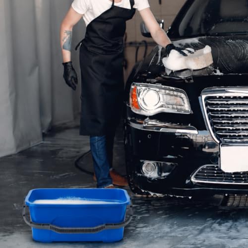 Bucket for Household Cleaning, 3 Gallon Plastic Rectangle Water Bucket with Handle for Car and Window Washing, Blue - color: Blue