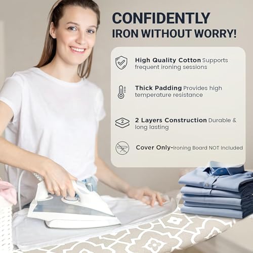 UniSimp Small Ironing Board Cover and Pad 12.5"x30" Small Iron Board Cover with Padding, Tabletop Mini Ironing Board Cover and Pad Small Size, Cotton Canvas,Heat Resistant, Drawstring Geometric - color: Geometric, size: 12.5" x 30"