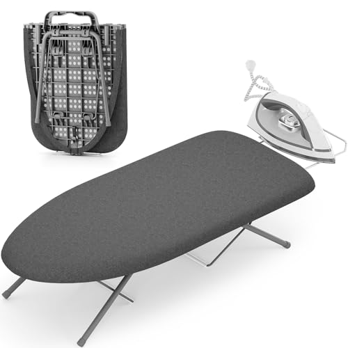 KINGBOARD Small Tabletop Ironing Board with Iron Rest 30x12 Black - color: Black