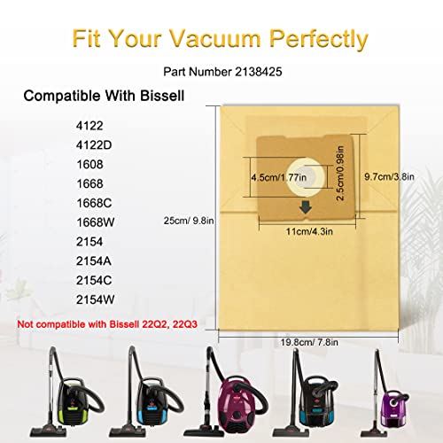 10 Pack Zing Vacuum Bags for Bissell 4122, 2154A, 2154, 4122D, 1668, 1668C