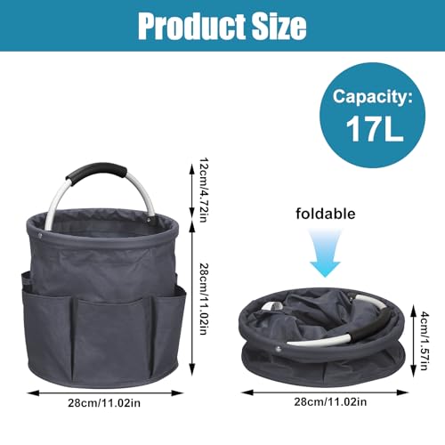 Cleaning Caddy for Cleaning Supplies, 17L Cleaning Supply Caddy with Handle Foldable Cleaning Supplies Organizer Bucket Tool Bag Organizer Cleaning Products Organizers for Home, Garden (Dark Gray) - color: Dark Gray