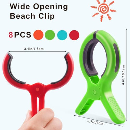 Large Beach Towel Clips for Beach Chair, Heavy-Duty Plastic Clothes Pins, Towel Clips for Beach Chairs Cruise-Keep Your Towel from Blowing Away, Vacation Beach Must Have Beach Chair Clips - color: 4 Colors