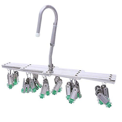 Drying Hanger,Hanging Drying Rack,Drip Hanger Stainless Steel with 18 Pegs for Laundry Underwear Socks Bra Panty,Quickly Remove Clothes from Hanger,Windproof,Folding Portable,Green - color: Geeen