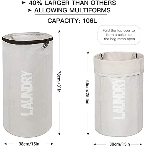 WOWLIVE Backpack Laundry Bag for College, Collapsible Hampers for Laundry - color: Beige