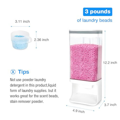 Conworld Laundry Detergent Dispenser, Wall Mounted Laundry Beads Dispenser for Scent Booster Beads, Stain Remover Powder, Bath Salts, Rice, Beans Grain and Dry Food, Laundry Scent Booster Container - color: Medium (52oz)-White