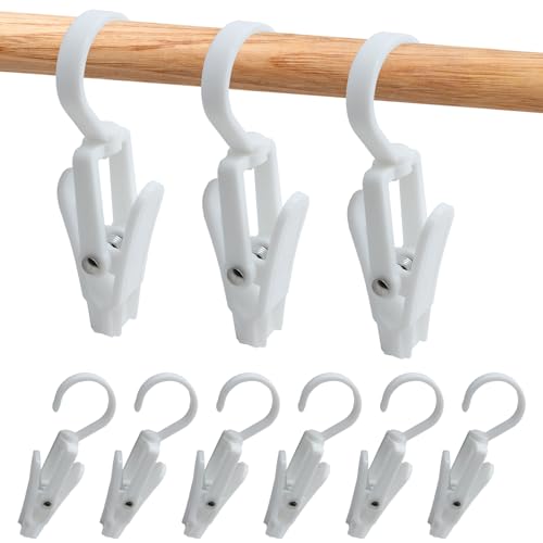 Uenhoy 10 Pcs Plastic Clothes Pins, 360 Swivel Laundry Clips, White