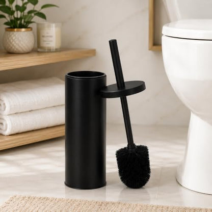 Deep & Sturdy Toilet Bowl Brush with Holder - Durable Scrubbing - Toilet Cleaners - Household Essentials - Silicone Brush - Bathroom Cleaner - Cleaning Supplies - Household Supplies, Matte Black - color: Matte Black Reese